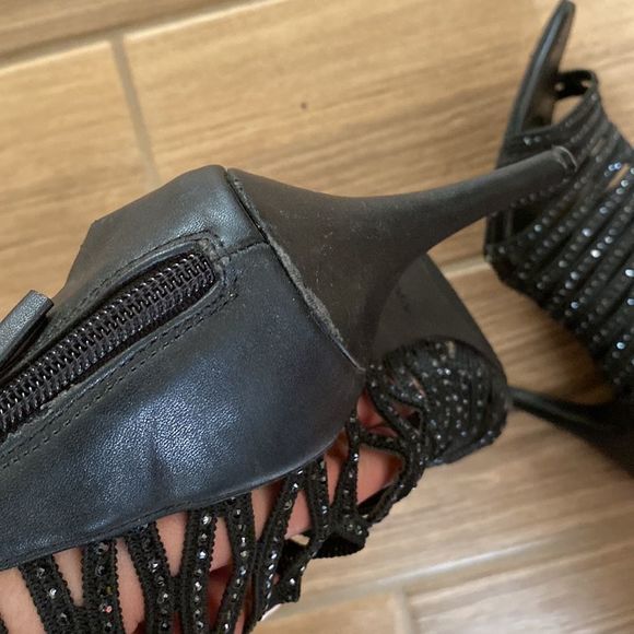 Zigisoho- Black sparkle rhinestone lattice heels- Womens size 8.5 - Picture 8 of 12